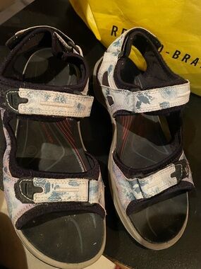 Ecco Black and Light Blue Sport Sandals 38